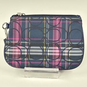 Coach tartan Women's wristlet  in Pink and Blue